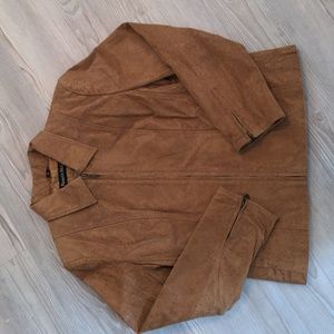 Genuine leather jacket Tan brown Pamela McCoy zip up front pockets motorcycle
